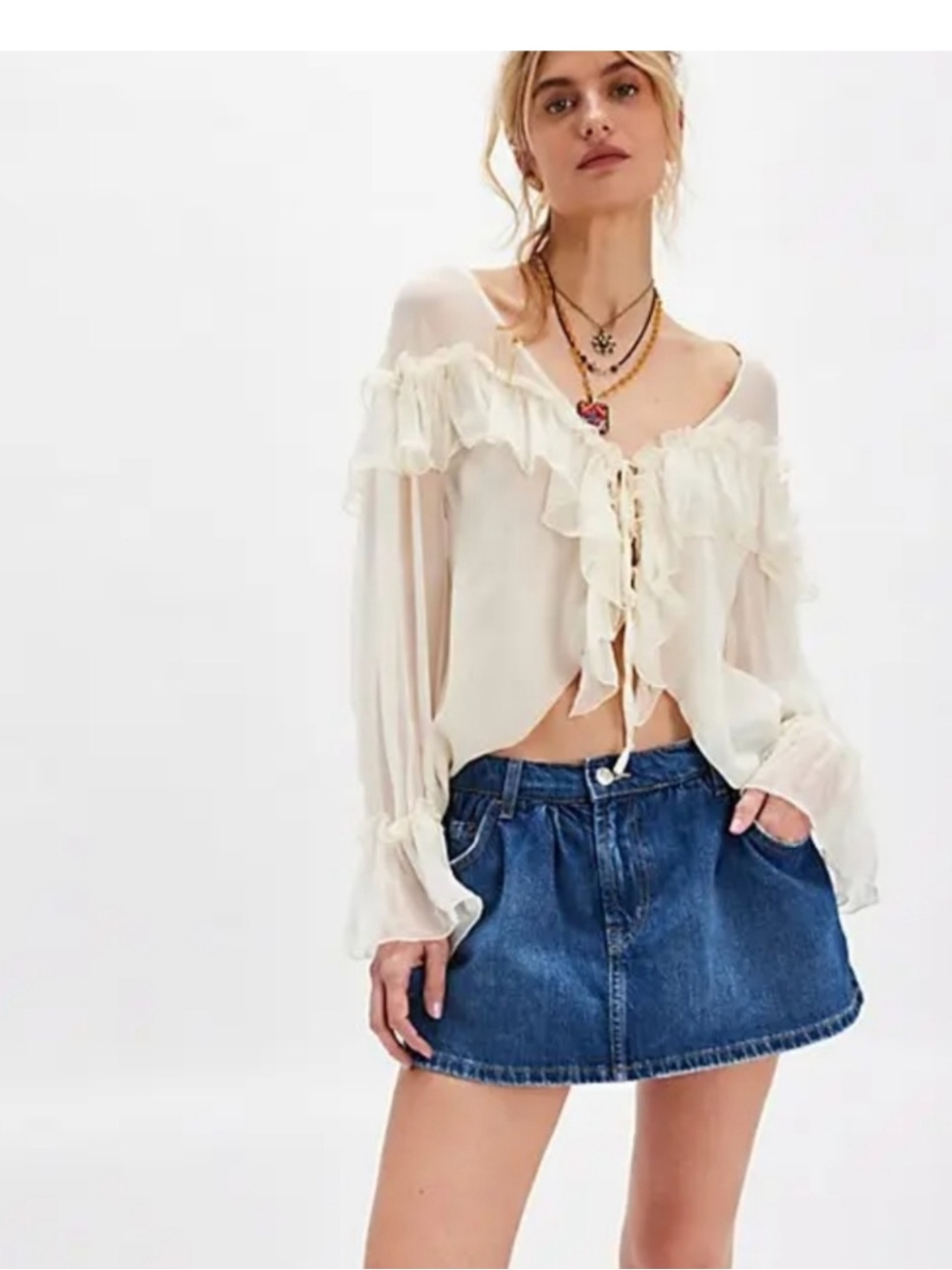 Free people we the free denim skirt with skort built in